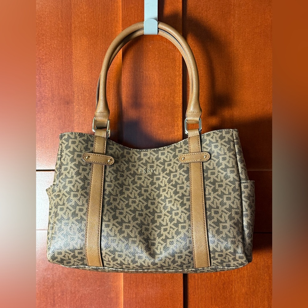 DKNY Brown Monogram Shoulder Bag